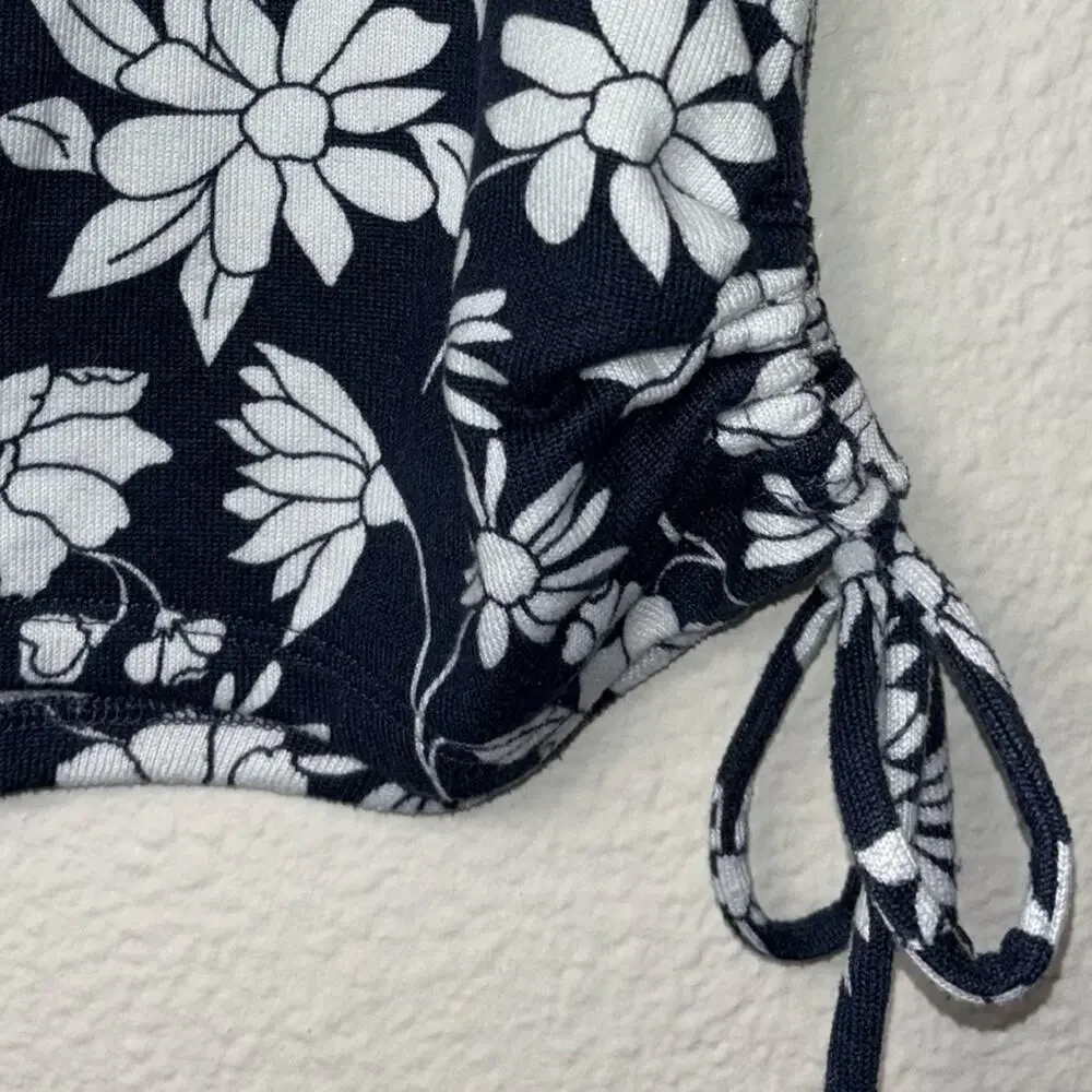 Gilly Hicks Sleep Cami tank women's size medium blue w/ white flowers side ties